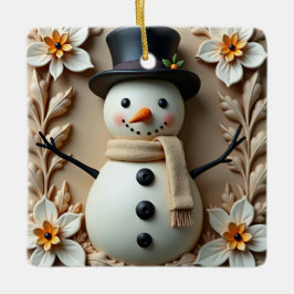 Ornamento De Cerâmica Snowman Daisy Christmas