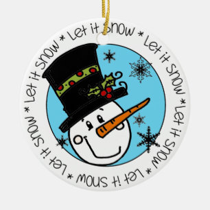 Ornamento De Cerâmica Snowman Deixe-o nevar