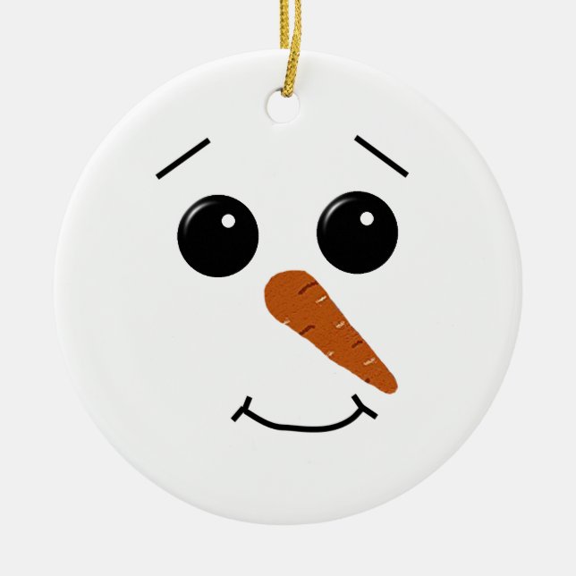 Ornamento De Cerâmica Snowman Face Ornament (Frente)
