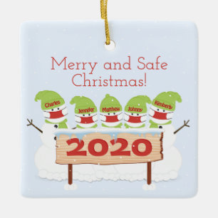 Ornamento De Cerâmica Snowman Família de Cinco Máscaras de Rosto Natal 2