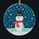 Ornamento De Cerâmica Snowman Foto Natal Cerâmica Ornament<br><div class="desc">Enfeites de natal bonitinho de bonitão. Um adorno de Natal divertido. Personalize-o para a sua árvore de Natal! Projetado para você pelo Blackberry Boulevard.</div>