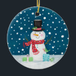 Ornamento De Cerâmica Snowman Foto Natal Cerâmica Ornament<br><div class="desc">Enfeites de natal bonitinho de bonitão. Um adorno de Natal divertido. Personalize-o para a sua árvore de Natal! Projetado para você pelo Blackberry Boulevard.</div>