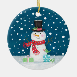 Ornamento De Cerâmica Snowman Foto Natal Cerâmica Ornament