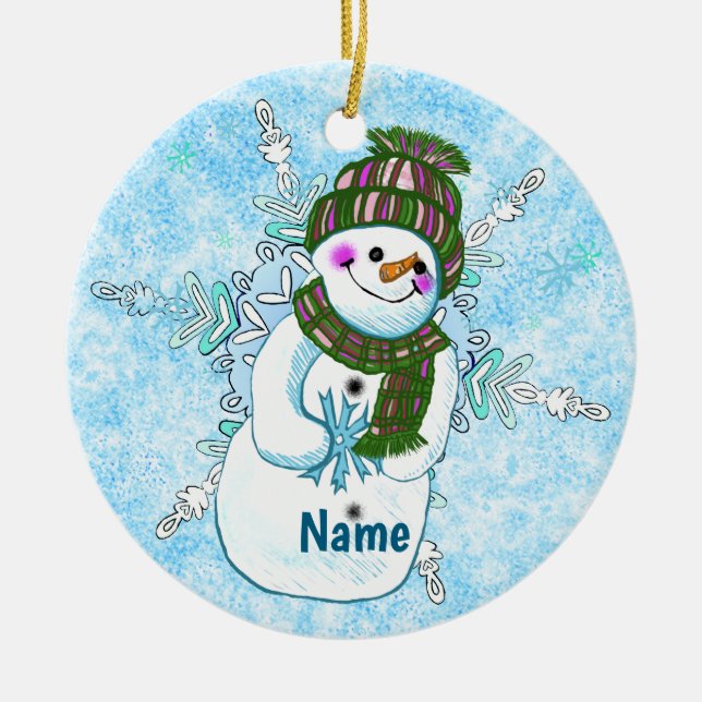 Ornamento De Cerâmica Snowman Granny ornament (Frente)
