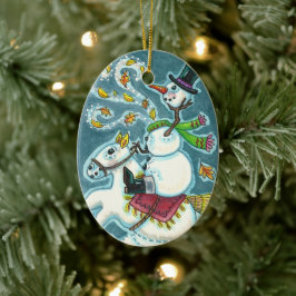 ORNAMENTO DE CERÂMICA SNOWMAN HORSÊMICO SEM CABEÇA, XMAS HALLOWEEN HUMOR