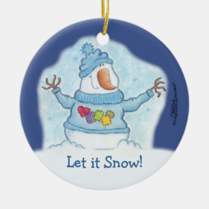 Ornamento De Cerâmica Snowman - O Natal É "Neve" Perto