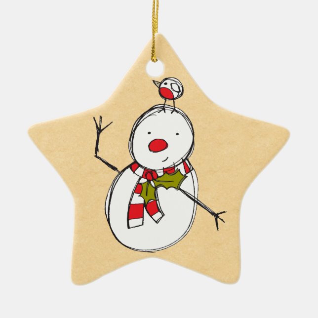 Ornamento De Cerâmica Snowman Ornament (Frente)