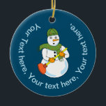 Ornamento De Cerâmica Snowman Plumber<br><div class="desc">Um boneco de neve segurando um êmbolo é um design de presente engraçado para os empreiteiros de canalização nos aniversários e feriados de inverno.</div>