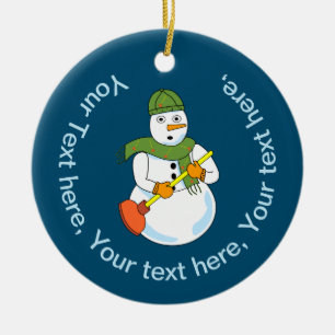 Ornamento De Cerâmica Snowman Plumber