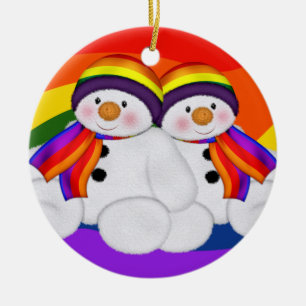 Ornamento De Cerâmica Snowman Pride (2 lados, adicionar texto próprio)