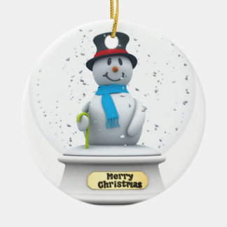 Ornamento De Cerâmica Snowman Snow Globe