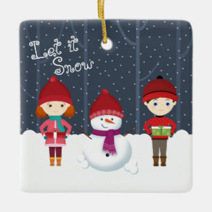 Ornamento De Cerâmica Snowman Winter Wonderland