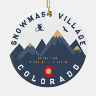 Ornamento De Cerâmica Snowmass Colorado Flag Retro Sunset Ski Souvenirs