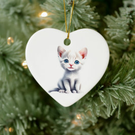 Ornamento De Cerâmica Snowshoe Kitten Personalizado