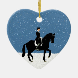 Ornamento De Cerâmica Snowy Dressage Horse Christmas