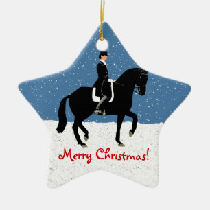 Ornamento De Cerâmica Snowy Dressage Horse Christmas