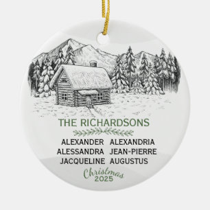 Ornamento De Cerâmica Snowy Mountain Winter Log Cabine X 6