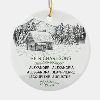 Ornamento De Cerâmica Snowy Mountain Winter Log Cabine X 6