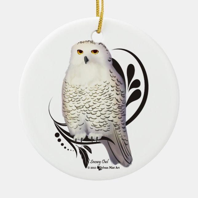Ornamento De Cerâmica Snowy Owl (Frente)
