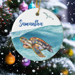 Ornamento De Cerâmica Sob a Tartaruga Marítima Personalizada<br><div class="desc">Este design pode ser personalizado escolhendo a opção personalizar para adicionar texto ou fazer outras alterações. Se este produto tiver a opção de transferir o design para outro item, certifique-se de ajustar o design para o ajustado, se necessário. Entre em contato comigo em colorflowcreations@gmail.com se desejar usar este design em...</div>