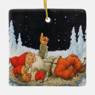 Ornamento De Cerâmica “Sob as Estrelas” Gnomos por Jenny Nystrom