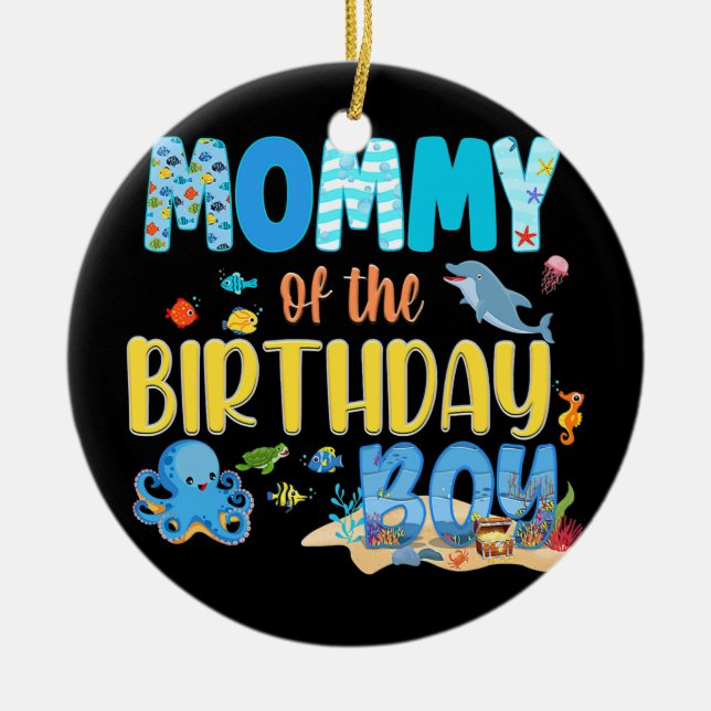 Ornamento De Cerâmica Sob o Aquário de Peixes de Aniversário do Partido  (Frente)