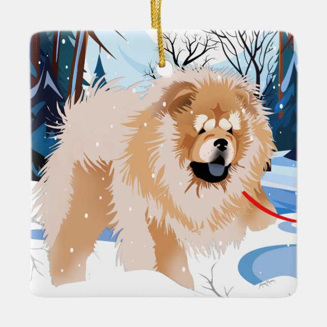 Ornamento De Cerâmica SOBRE O RIO Red Chow 2023 Ornament (Frente)