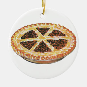 Ornamento De Cerâmica Sobremesa Comida Antiga, Torta de Pecã Fresca Assa