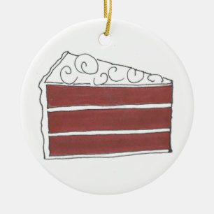 Ornamento De Cerâmica Sobremesa de Comida de Fatia de Bolo de Veludo Ver