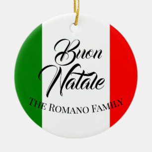 Ornamento De Cerâmica Sobrenome Buon Natale Bandeira da Itália