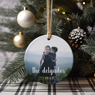 Ornamento De Cerâmica Sobreposição de Nome da Família   Foto