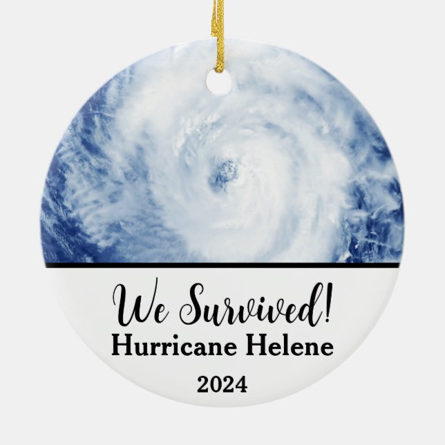 Ornamento De Cerâmica Sobrevivemos! Furacão Helene 2024 (Traseira)