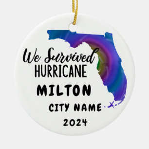 Ornamento De Cerâmica Sobrevivemos! Hurrican Milton Florida e nome da ci