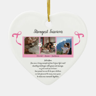 Ornamento De Cerâmica Sobrevivência do Câncer da Mama Três Colagem Fotog