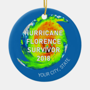 Ornamento De Cerâmica SOBREVIVENTE DA FLORENÇA DE HURRICANO   Cidade e E