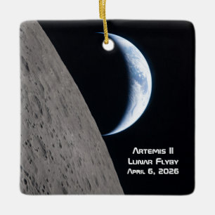 Ornamento De Cerâmica Sobrevoo Lunar Artemis II