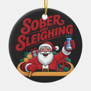 Ornamento De Cerâmica Sóbrio e Puxando o Trineo Sóbrio Natal Sobriedade 