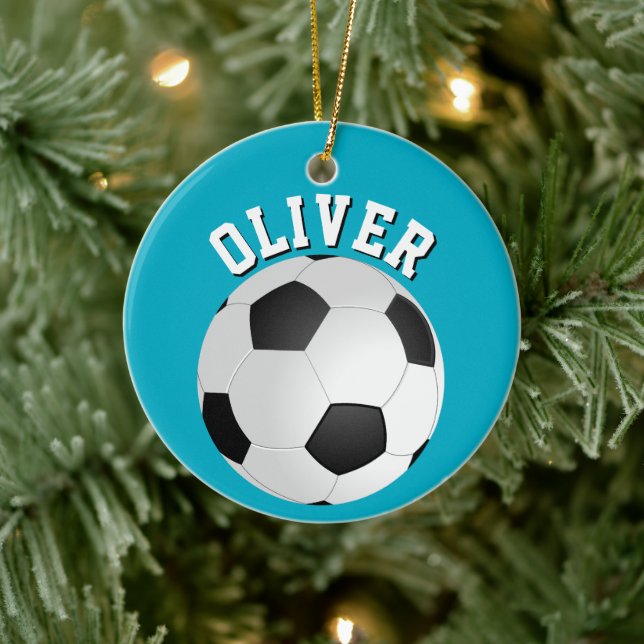 Ornamento De Cerâmica Soccer Football Balls Kids Name Christmas  (Árvore)