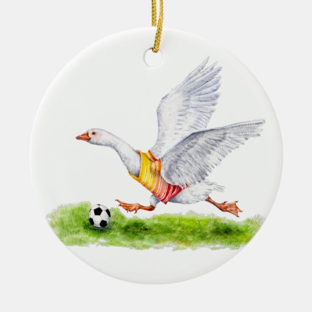 Ornamento De Cerâmica Soccer Goose (Frente)