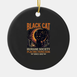 Ornamento De Cerâmica Sociedade Humana Black Cat Halloween Crescente Lua