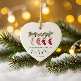 Ornamento De Cerâmica Socks Christmas as a Family of Four