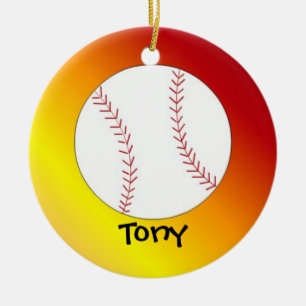 Ornamento De Cerâmica Softbol Personalizar Com Nome