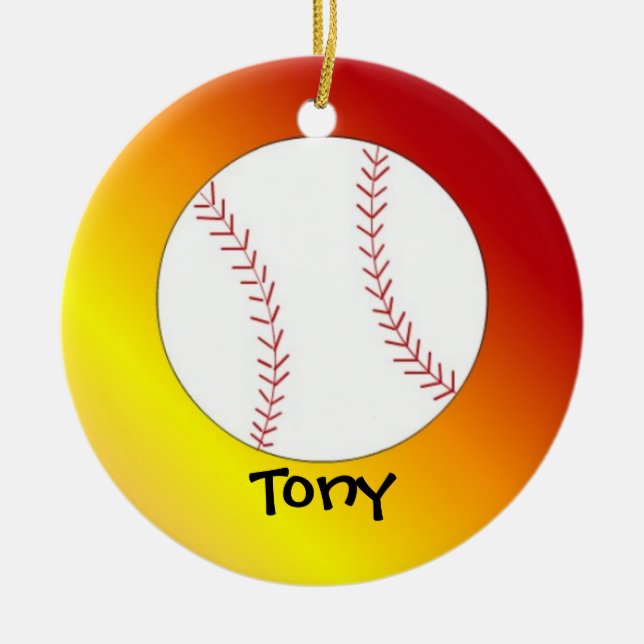 Ornamento De Cerâmica Softbol Personalizar Com Nome (Frente)