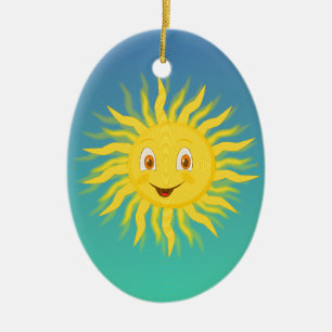 Ornamento De Cerâmica Sol com Linhas Circulares