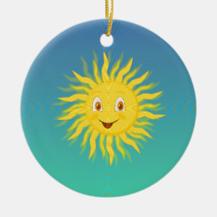 Ornamento De Cerâmica Sol com Linhas Circulares