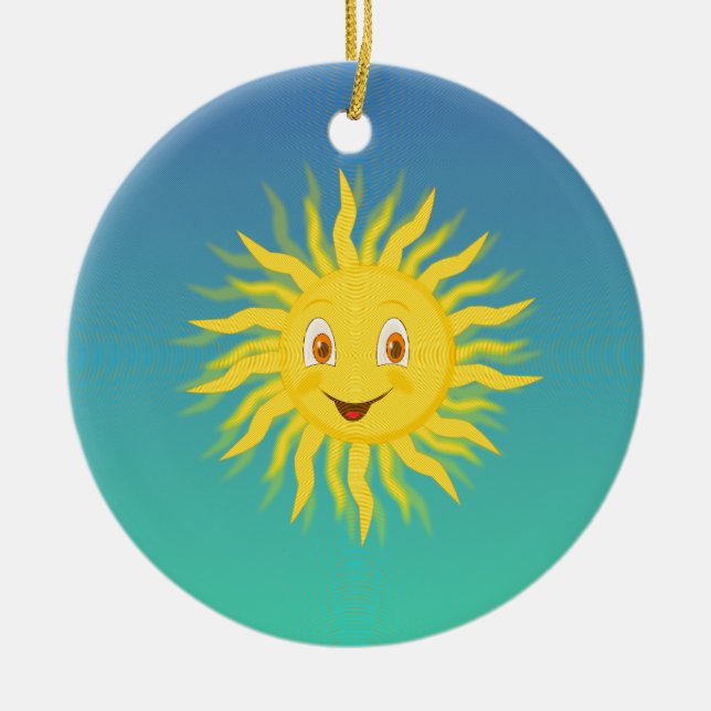 Ornamento De Cerâmica Sol com Linhas Circulares (Frente)
