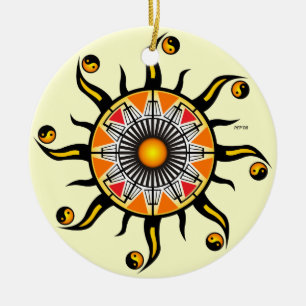 Ornamento De Cerâmica Sol de Uma Cesta