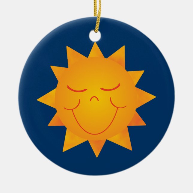 Ornamento De Cerâmica Sol Feliz (Frente)