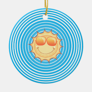 Ornamento De Cerâmica Sol Sorridente do Céu Azul