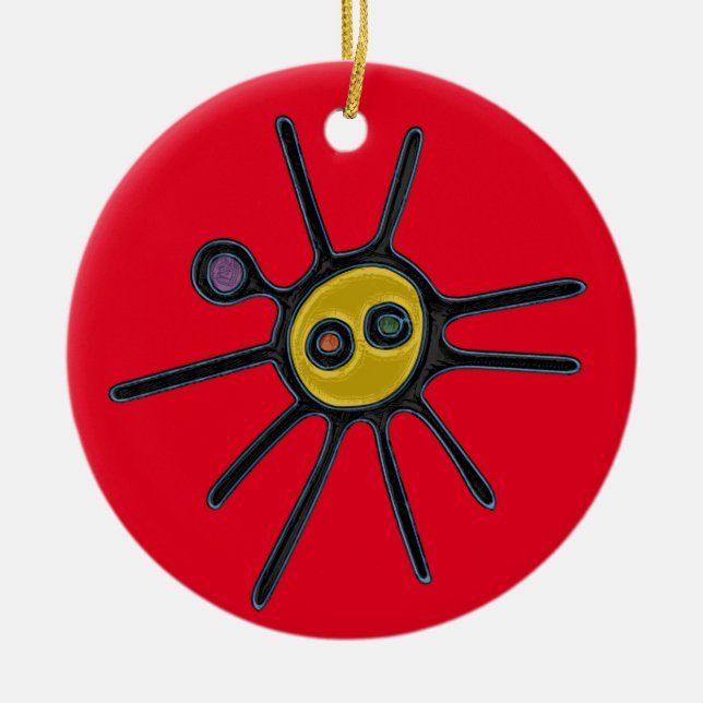 Ornamento De Cerâmica Sol Taino Circle Ornament (Frente)